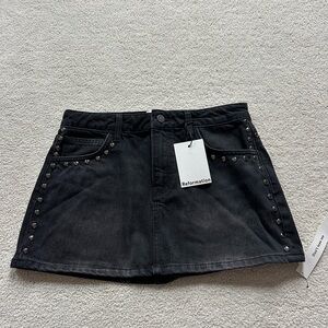 Reformation Hazel Black Studded Denim Mini Skirt